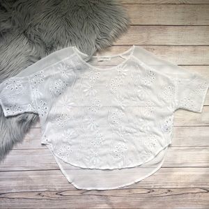 Impressions Woman's Sheer White Top Floral